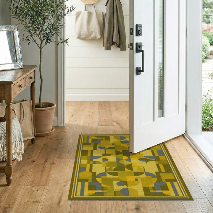 Green Geometric Area Rug