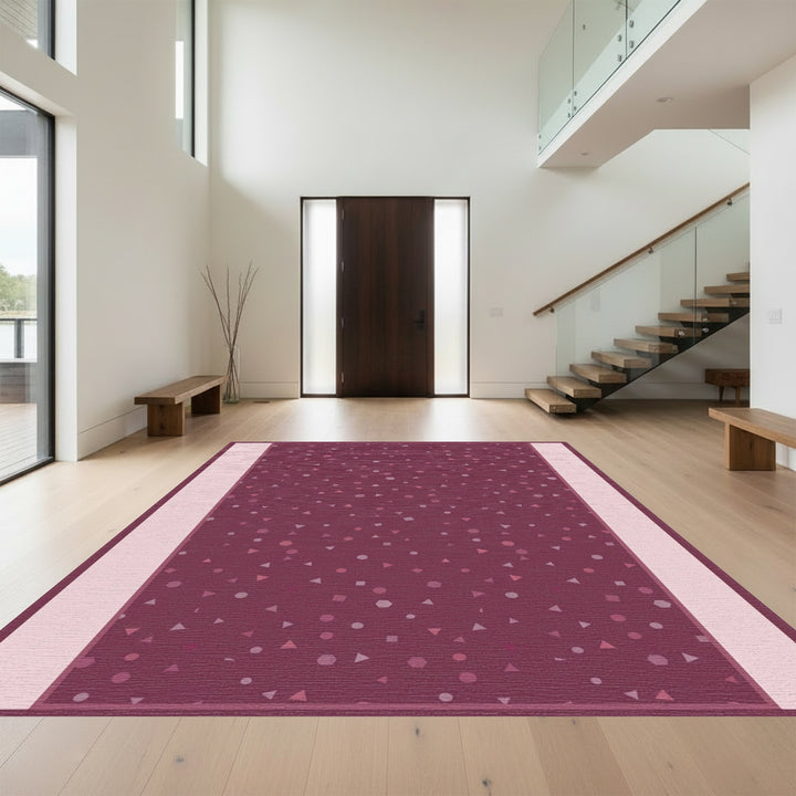 Deep Plum Scattered Shapes Rug