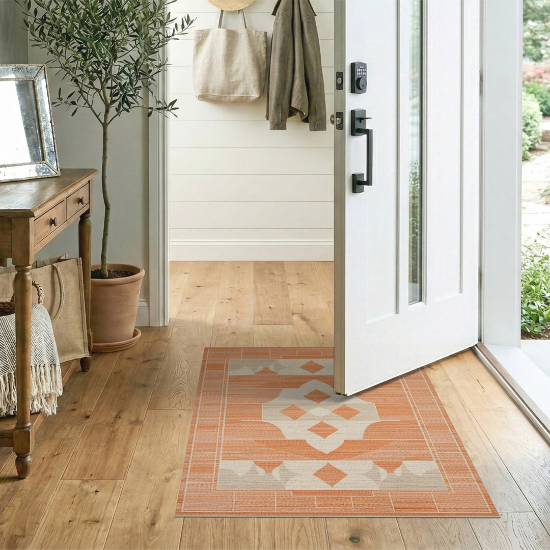 Geometric Modern Diamond Orange Geometric Diamond Area Rug