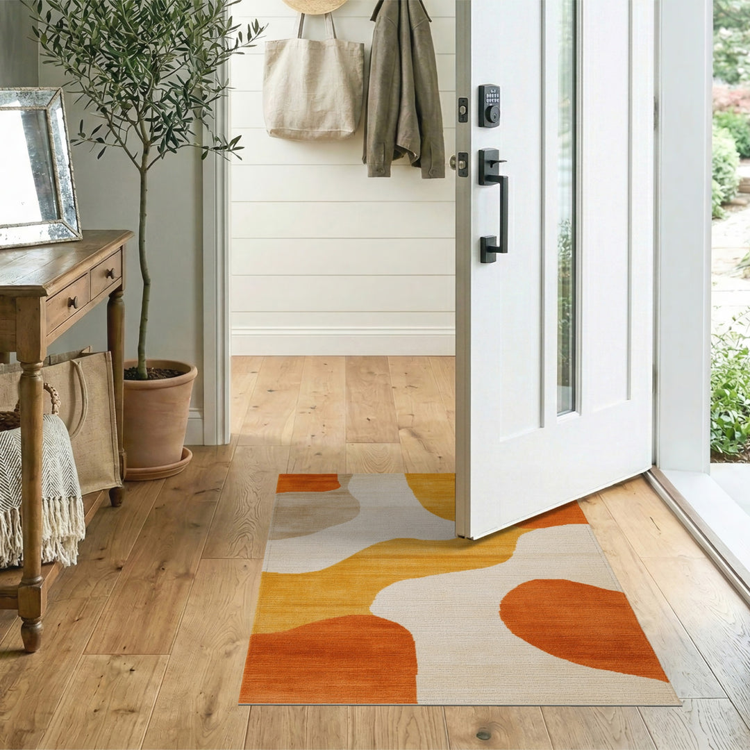 Wave Abstract Area Orange Abstract Wave Area Rug