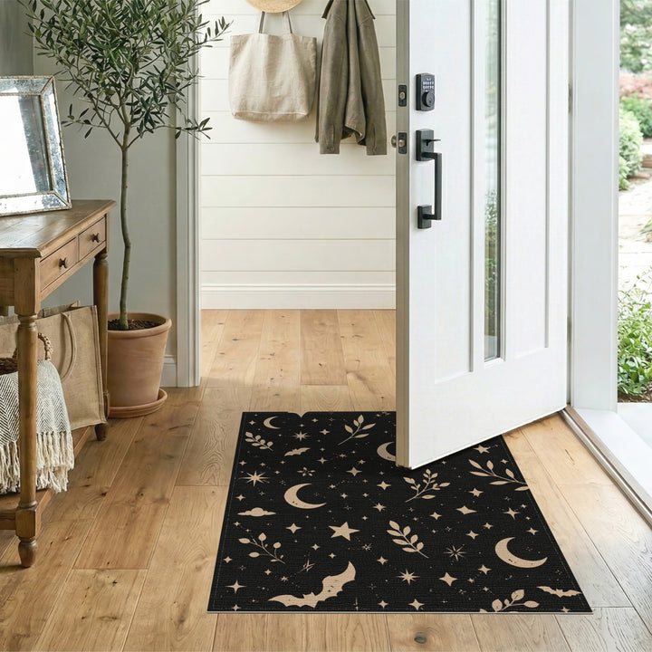 Boho Celestial Black Area Rug