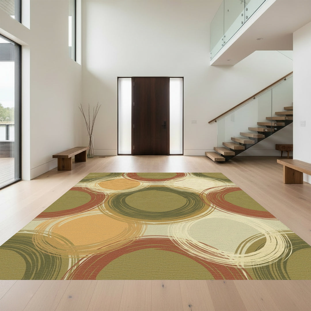 Earth Tones Abstract Circles Harmony Rug