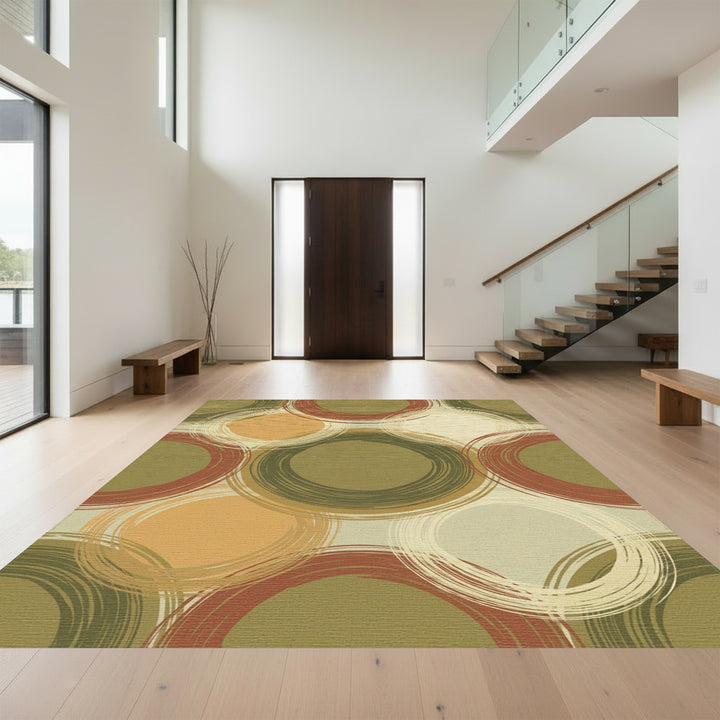 Earth Tones Abstract Circles Harmony Rug
