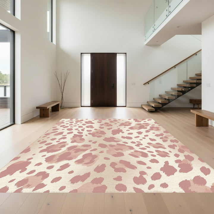 Rosy Pink Leopard Spots Rug