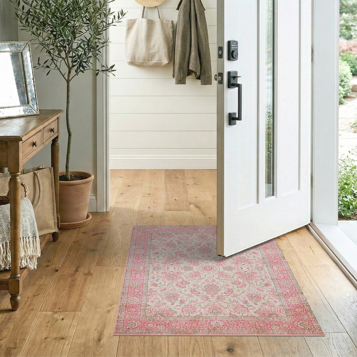 Pink Floral Vintage Area Rug