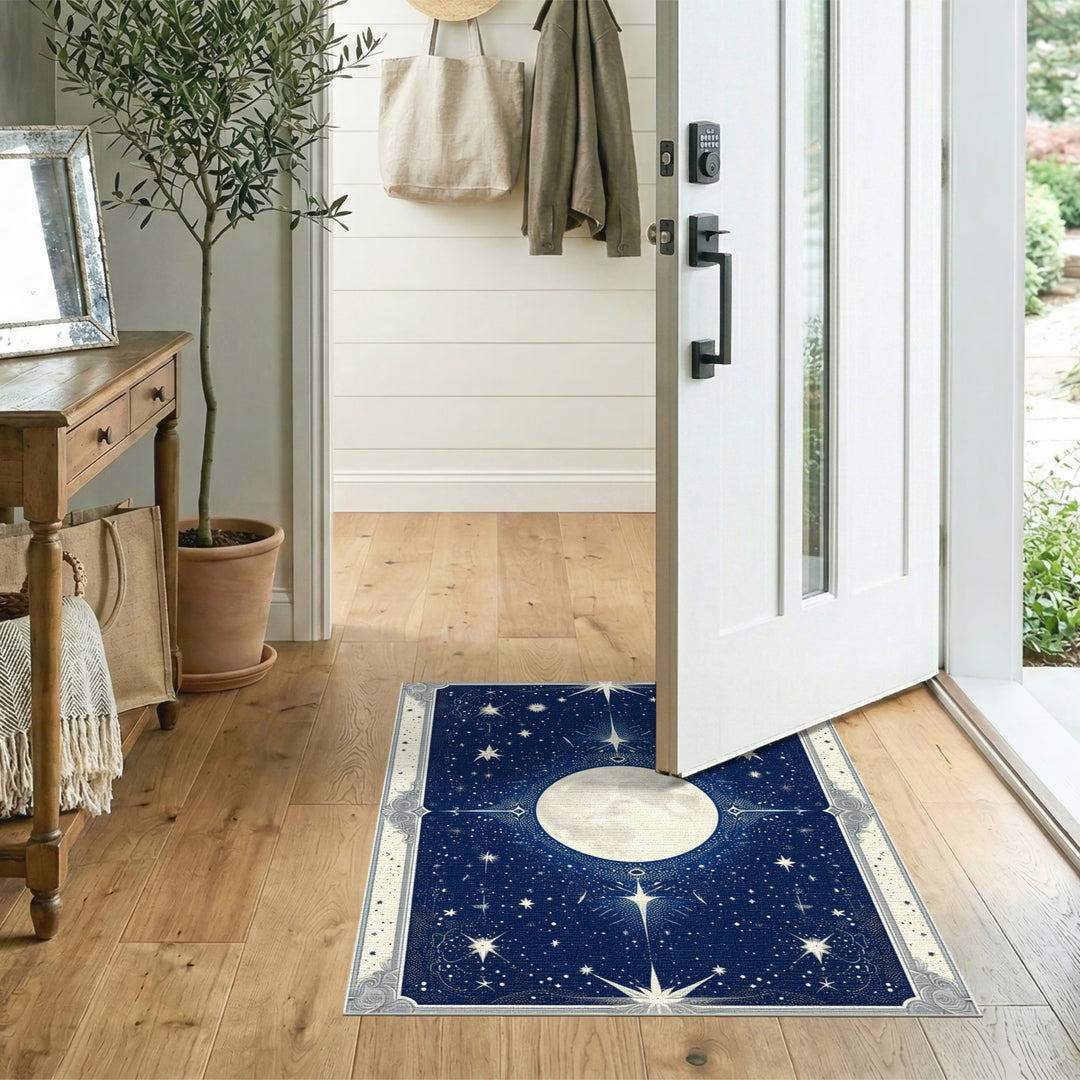 Celestial Moon and Stars Navy Area Rug