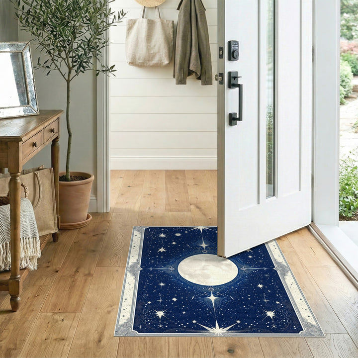 Celestial Moon and Stars Navy Area Rug