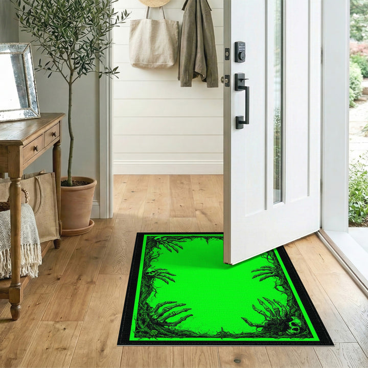 Neon Green Gothic Skeleton Area Rug