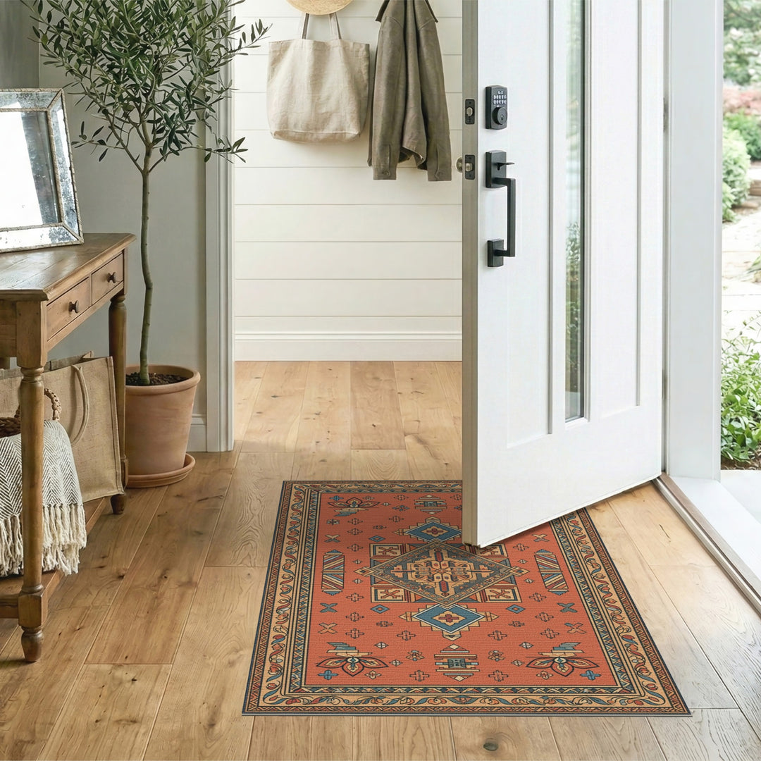 Southwestern Orange Southwestern Geometric Medallion Rug