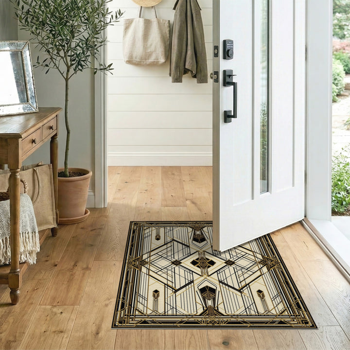 Geometric Modern Gold Geometric Art Deco Area Rug