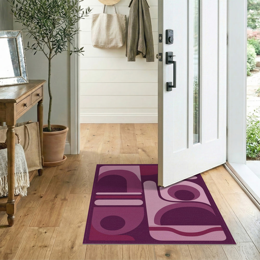 Abstract Purple Geometric Area Rug