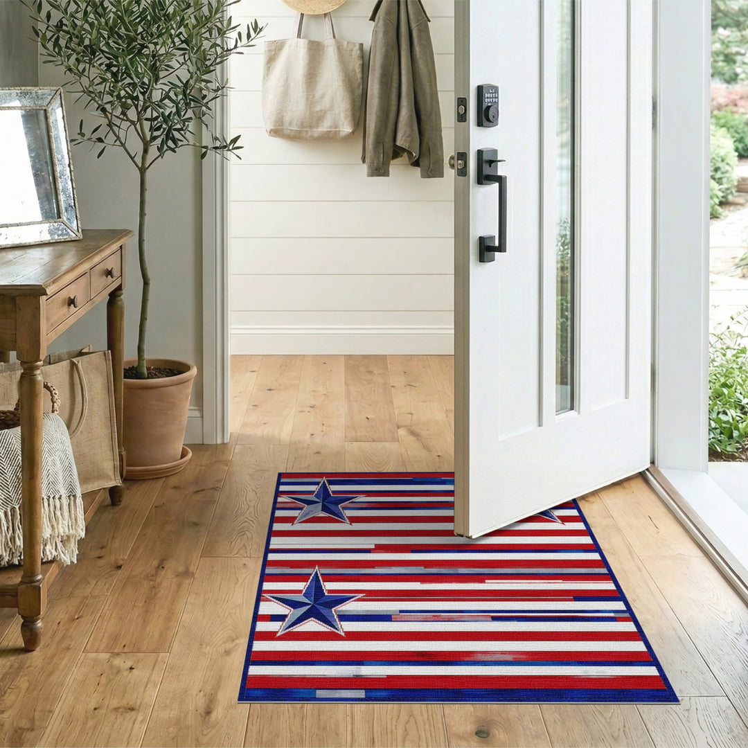 Distressed Patriotic Star Area Rug