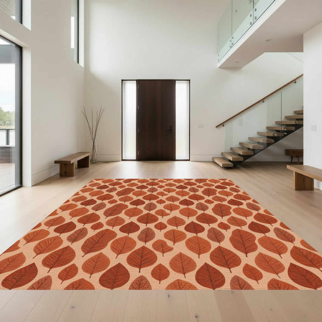 Earthy Autumn Leaf Arrangement Rug