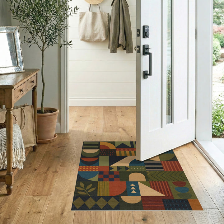 Bold Geometric Multi-Color Area Rug