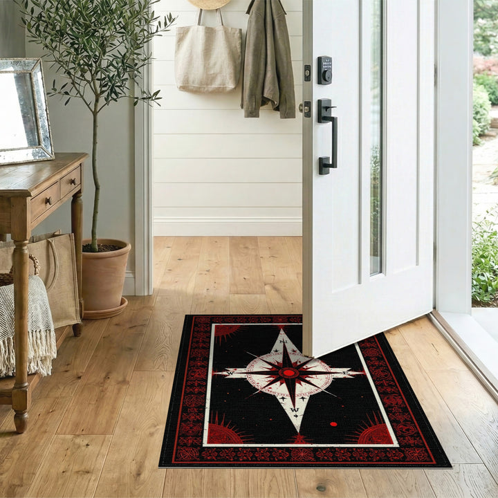 ODIKA Red Mystic Compass Area Rug