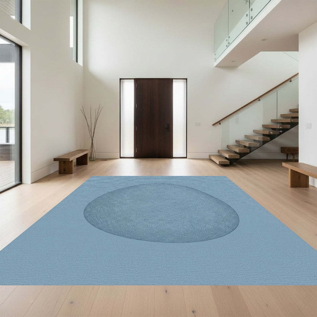 Subtle Blue Textured Organic Form Rug