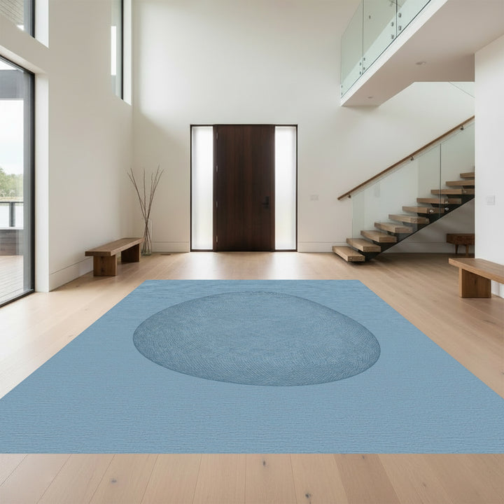 Subtle Blue Textured Organic Form Rug