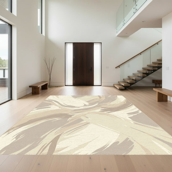 Earthy Brushstroke Abstract Waves Rug