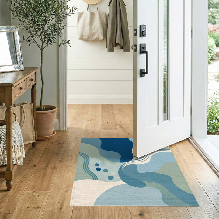 Abstract Area Blue Teal Abstract Flow Area Rug