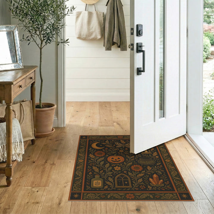 Mystical Floral Pumpkin Area Rug