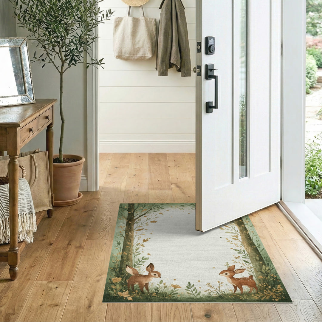 Whimsical Forest Fawns Kids Area Rug