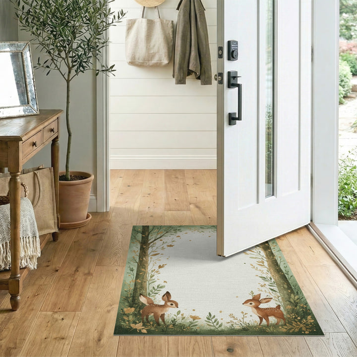 Whimsical Forest Fawns Kids Area Rug