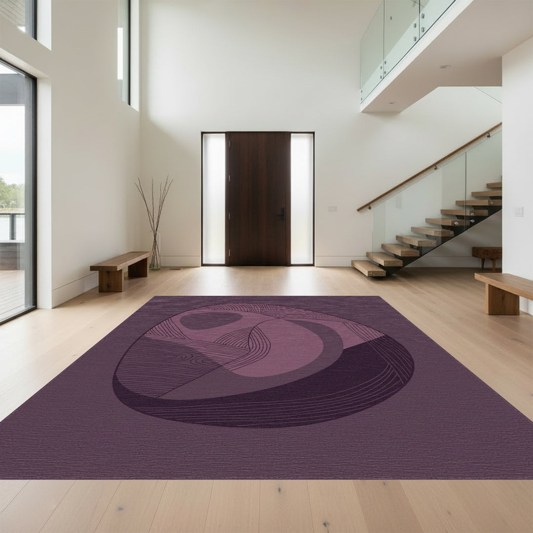 Deep Plum Abstract Organic Lines Rug