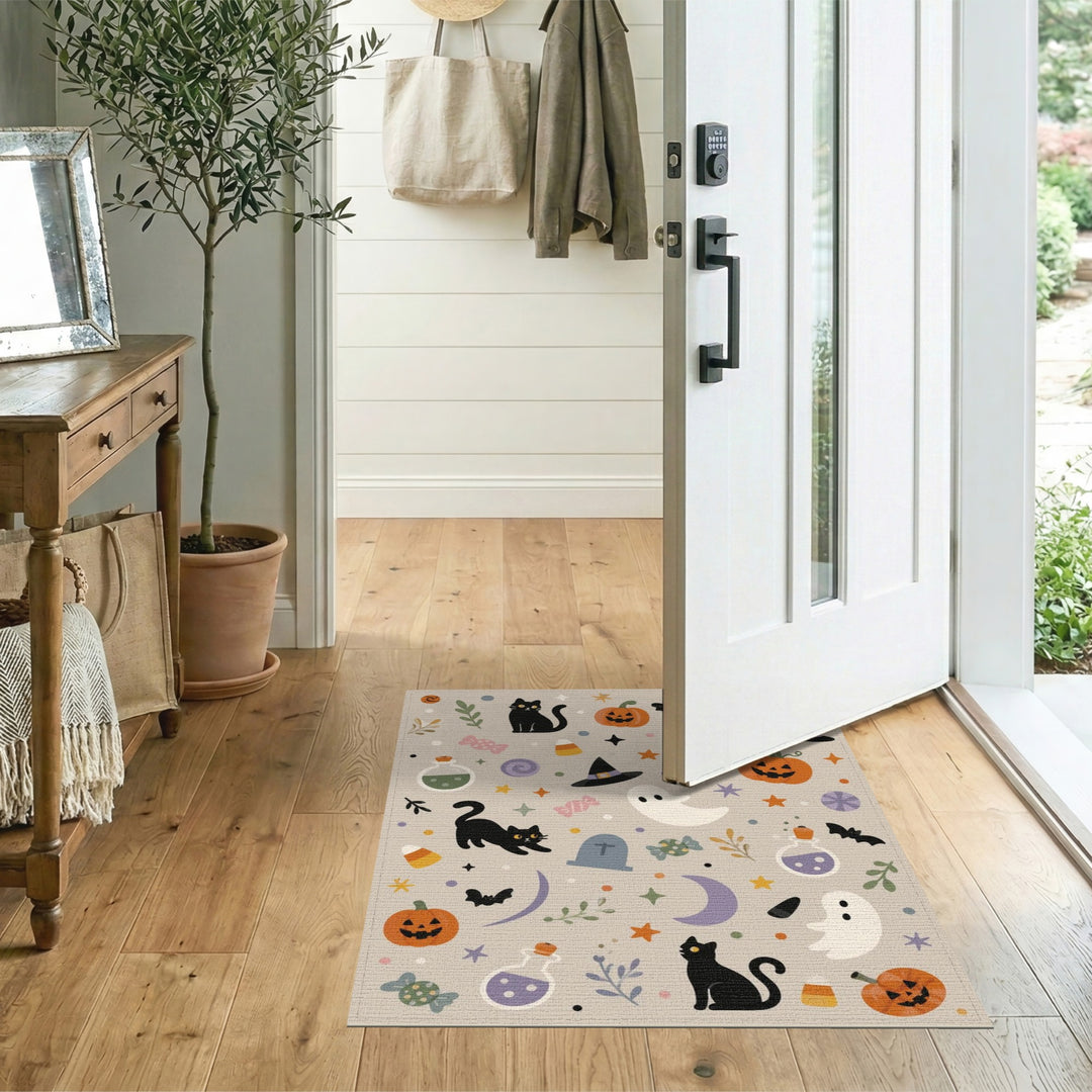 Halloween Cats Pumpkins Kids Cartoon Area Rug