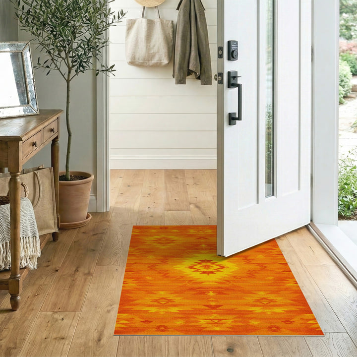 Orange Vivid Orange Southwestern Area Rug