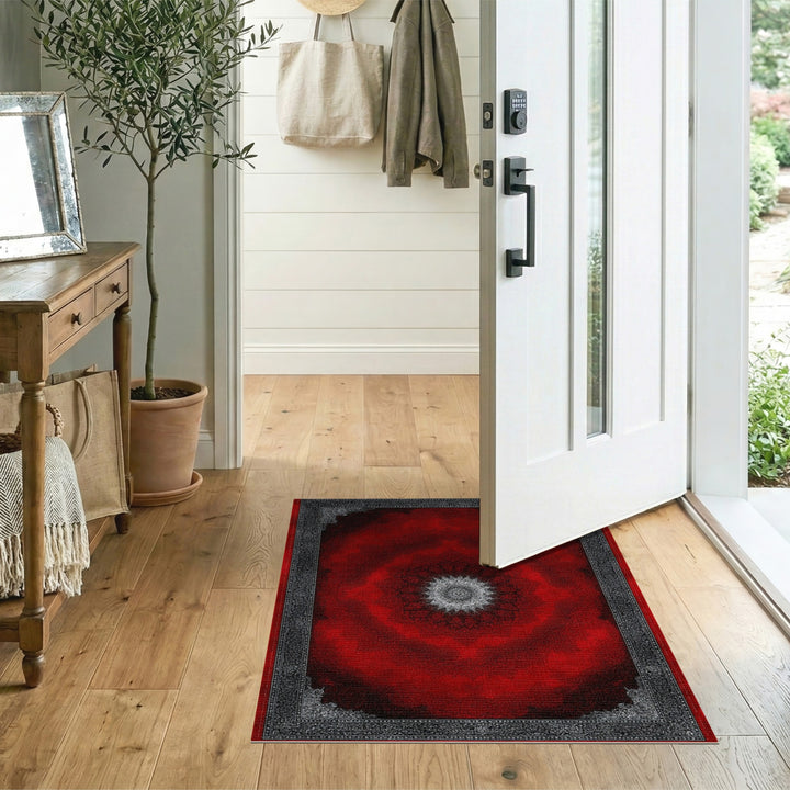 Red Traditional Persian Medallion Area Rug