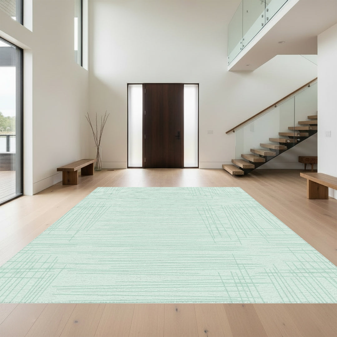 Light Mint Abstract Scribble Texture Rug
