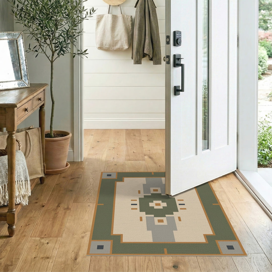Green Geometric Area Rug
