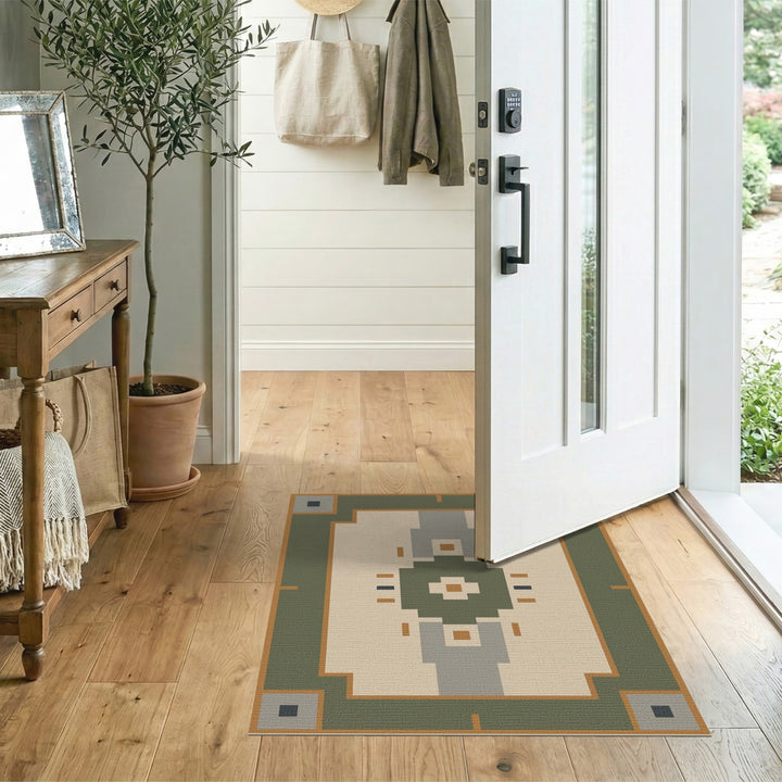 Green Geometric Area Rug