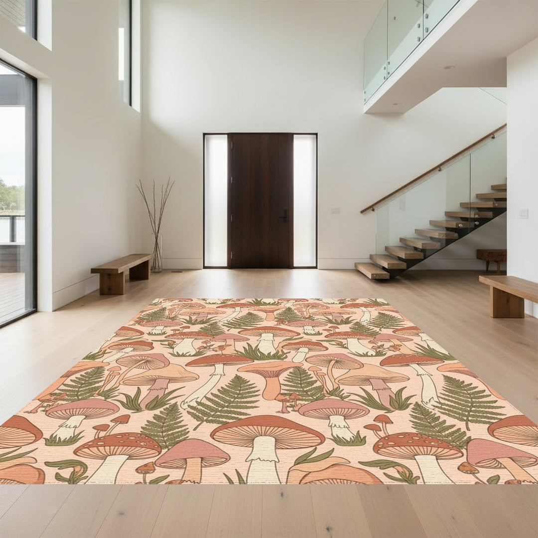 Groovy Mushroom Fern Garden Rug