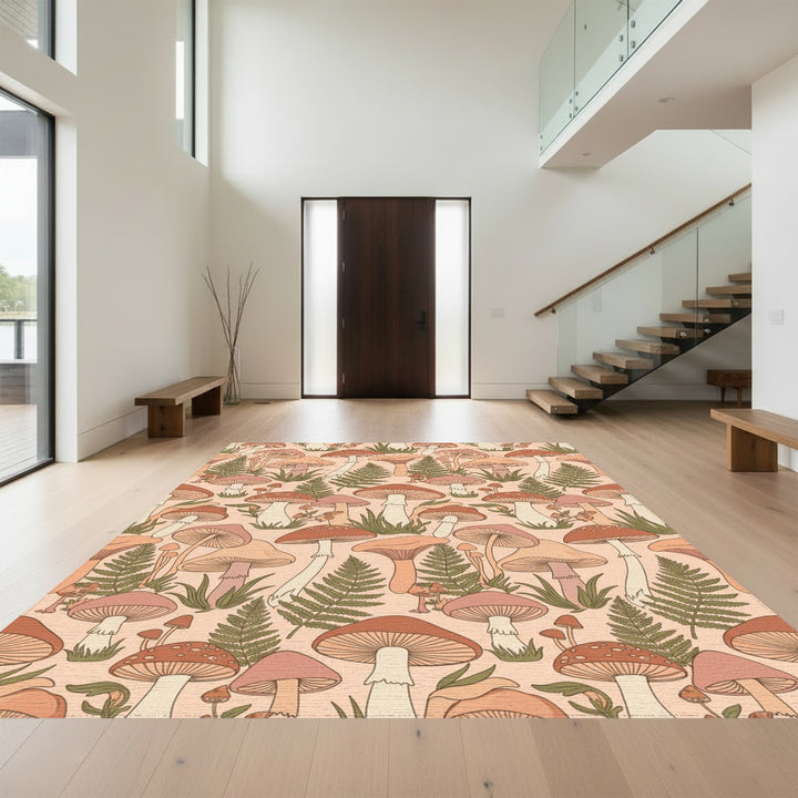 Groovy Mushroom Fern Garden Rug