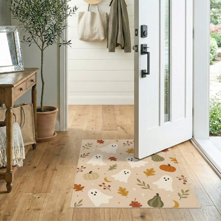 Ghost and Pumpkin Halloween Washable Area Rug