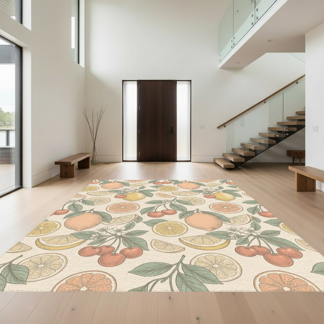 Citrus Fruit And Cherry Branches Rug