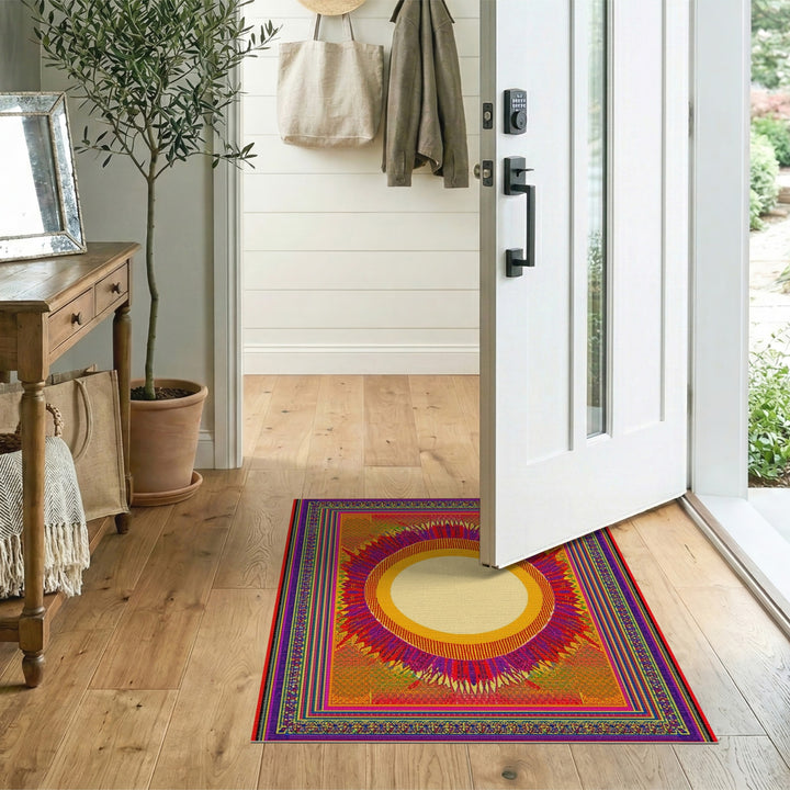 Vibrant Sunburst Multi-Color Geometric Rug