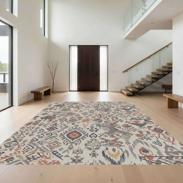 Patchwork Earthy Tone Floral Medallion Rug