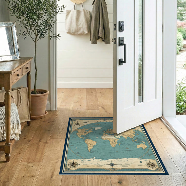 Tuntora Vintage World Map Area Rug
