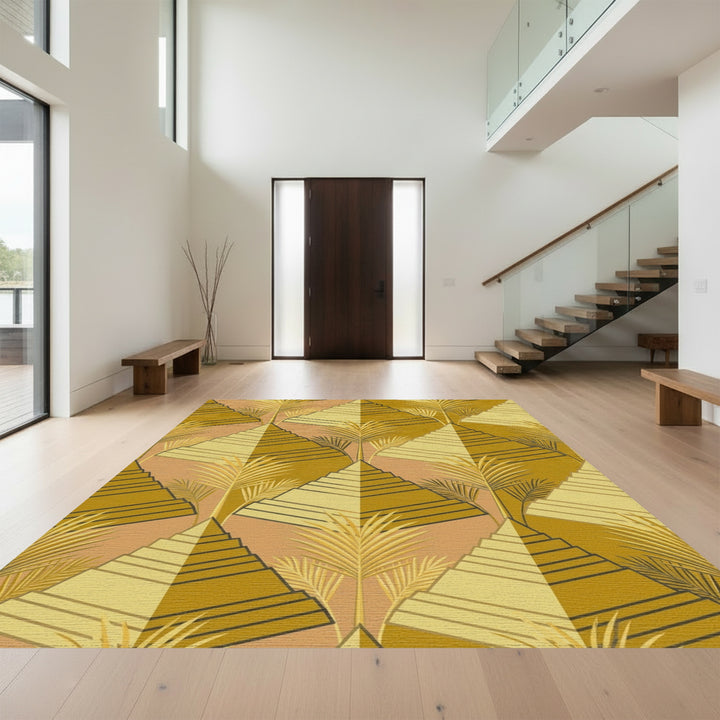 Terracotta Palm Pyramid Geometric Rug