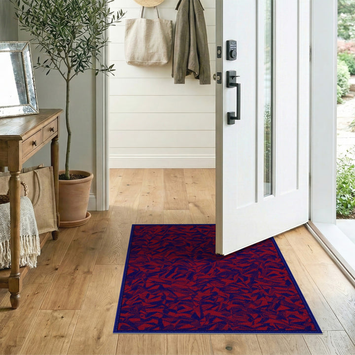 Red Abstract Geometric Area Rug