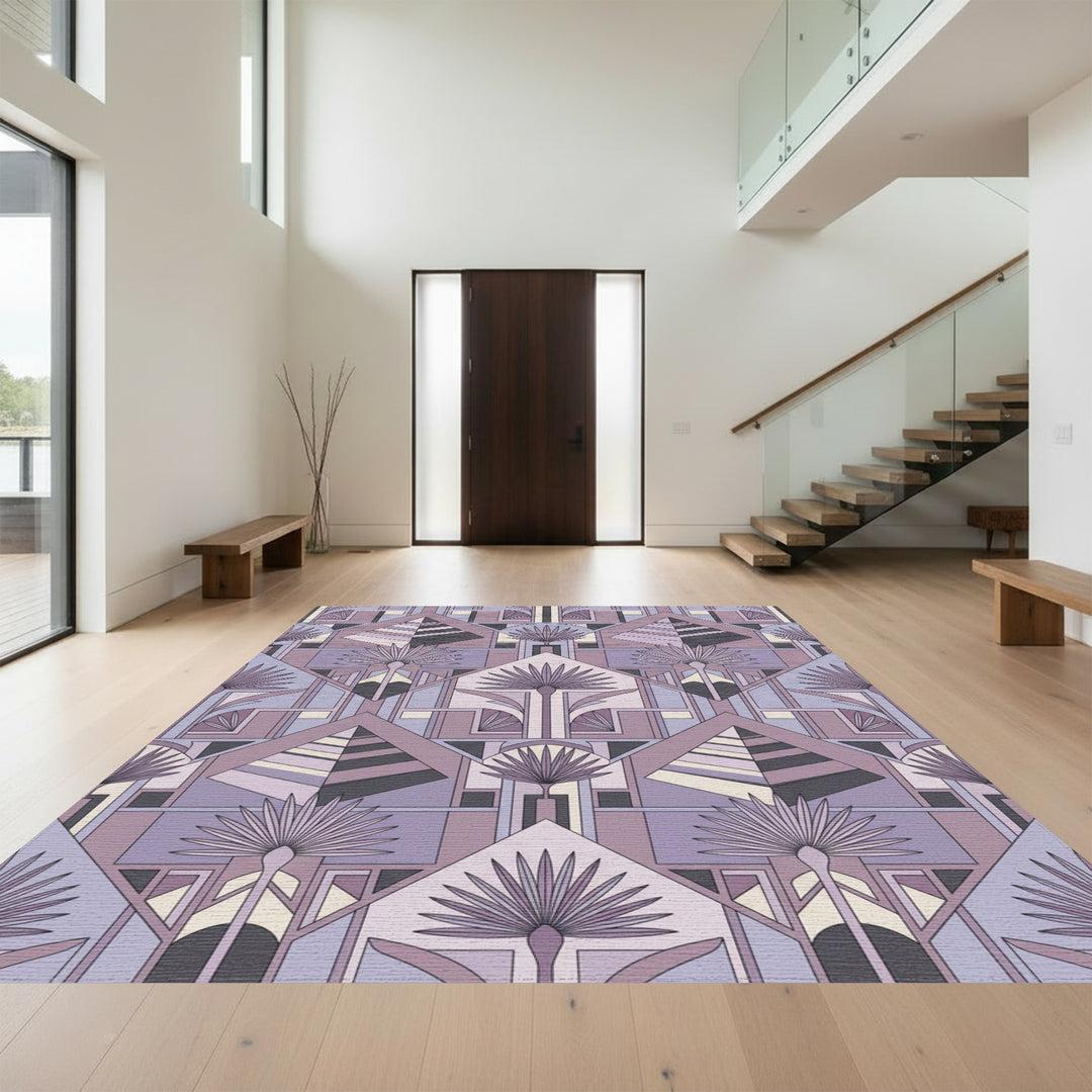 Muted Lavender Art Deco Pyramid Fan Rug
