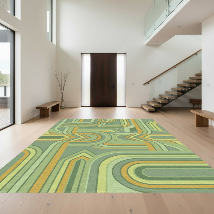 Retro Geometric Flow Rug