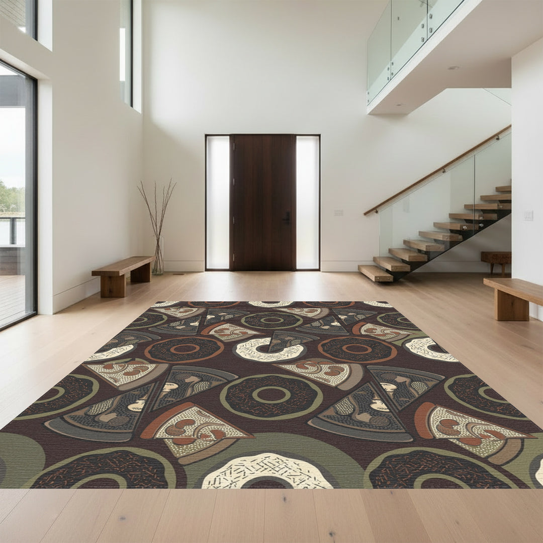 Earthy Donut Pizza Slices Collection Rug