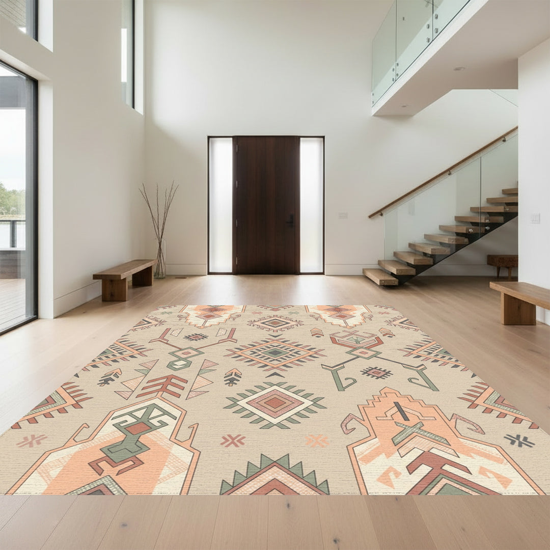 Geometric Earthy Tone Tribal Rug