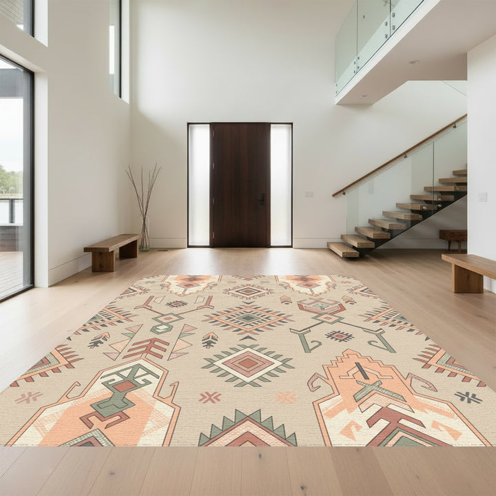 Geometric Earthy Tone Tribal Rug