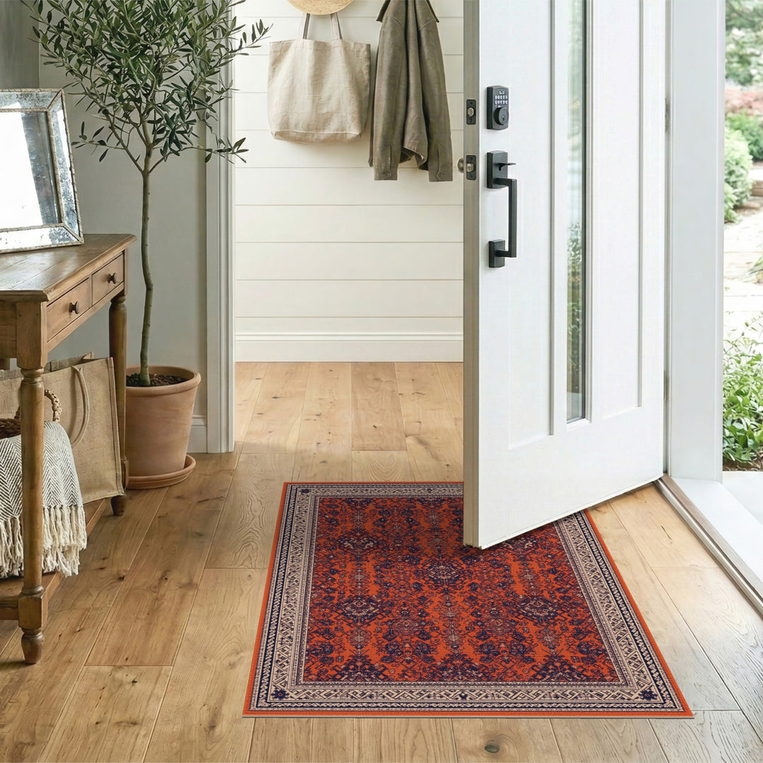 Orange Navy Persian Area Rug