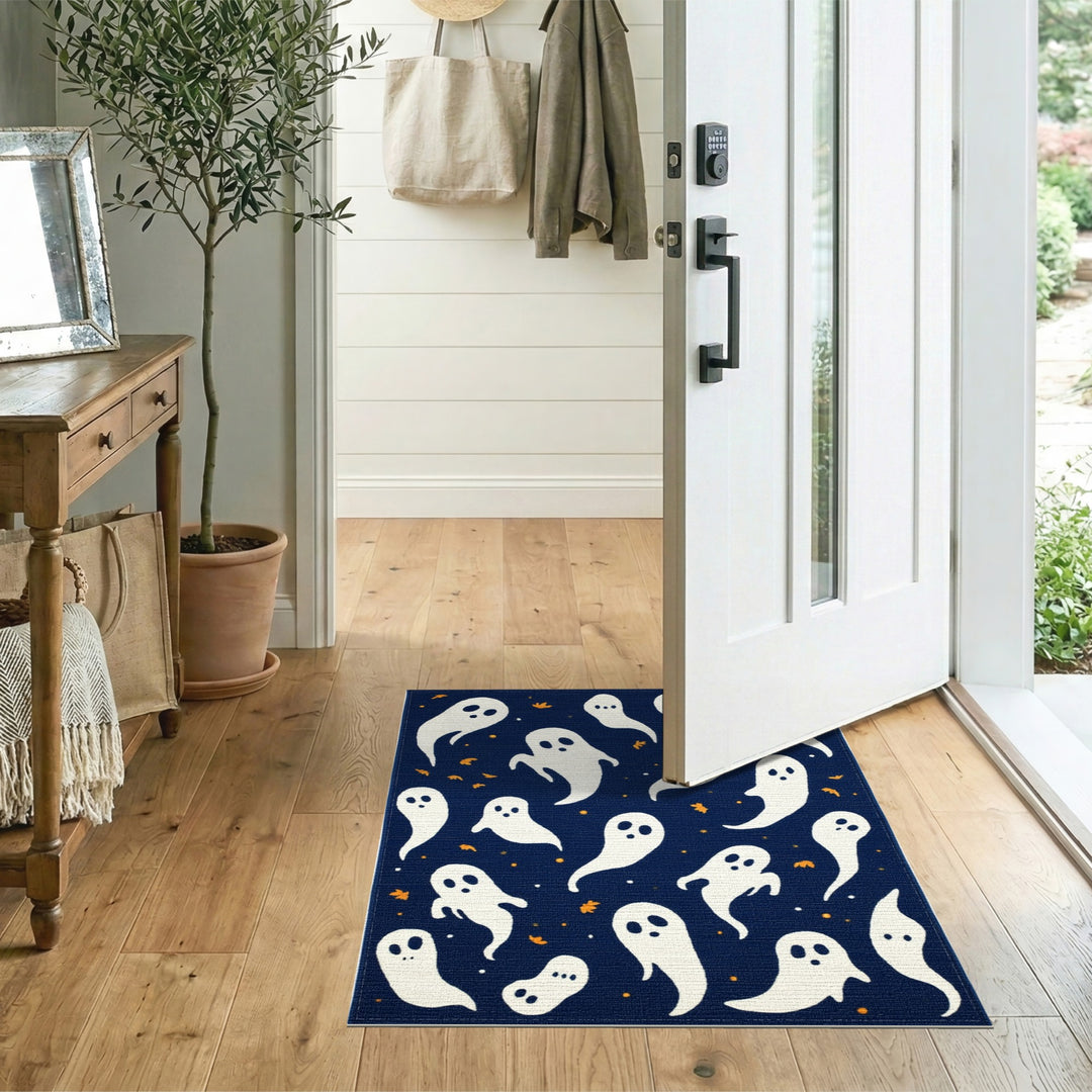 Ghost Kids Navy Blue Area Rug