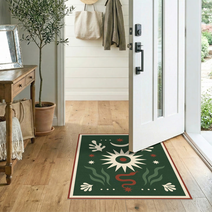 Green Celestial Sun Moon Area Rug